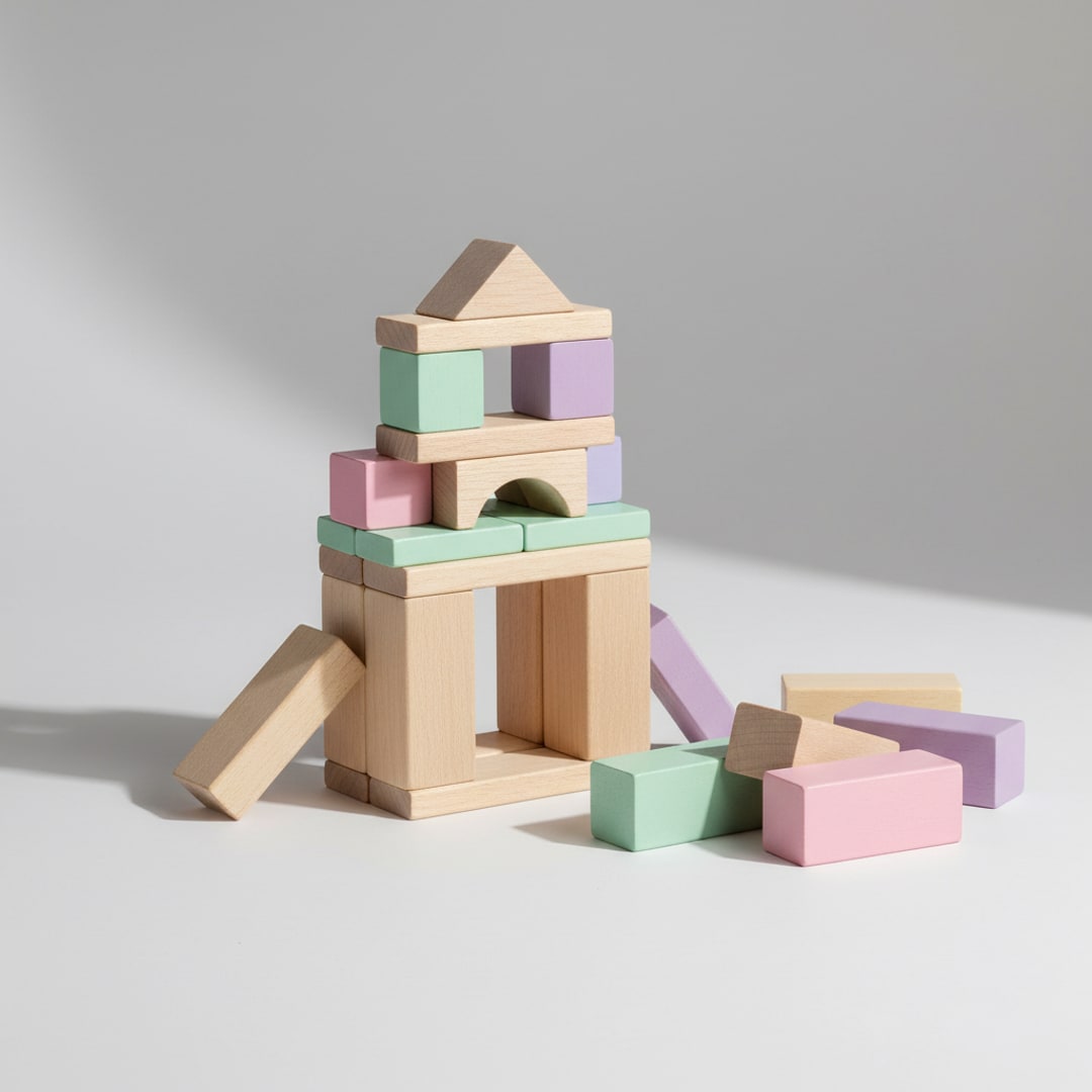 Wooden Building Blocks, 50-Piece
